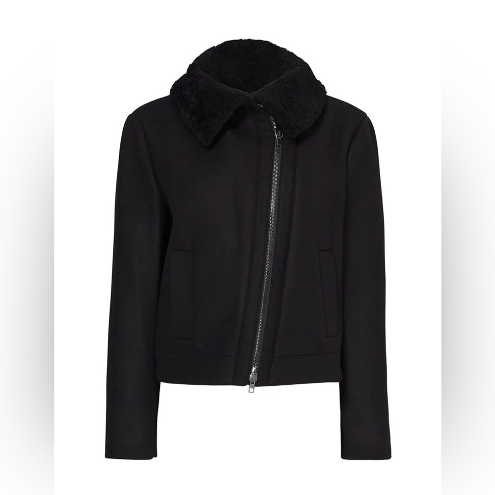 Vince Double Faced Wool Shearling Moto Jacket Size Medium